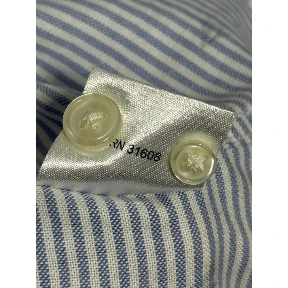Jos A Bank 1905 Shirt Mens XL Blue White Striped Sailboat‎ Tailored Fit Cotton